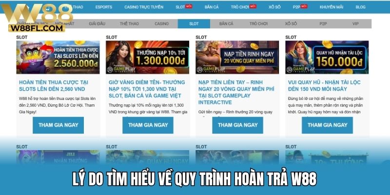 Lý do tìm hiểu về quy trình hoàn trả W88